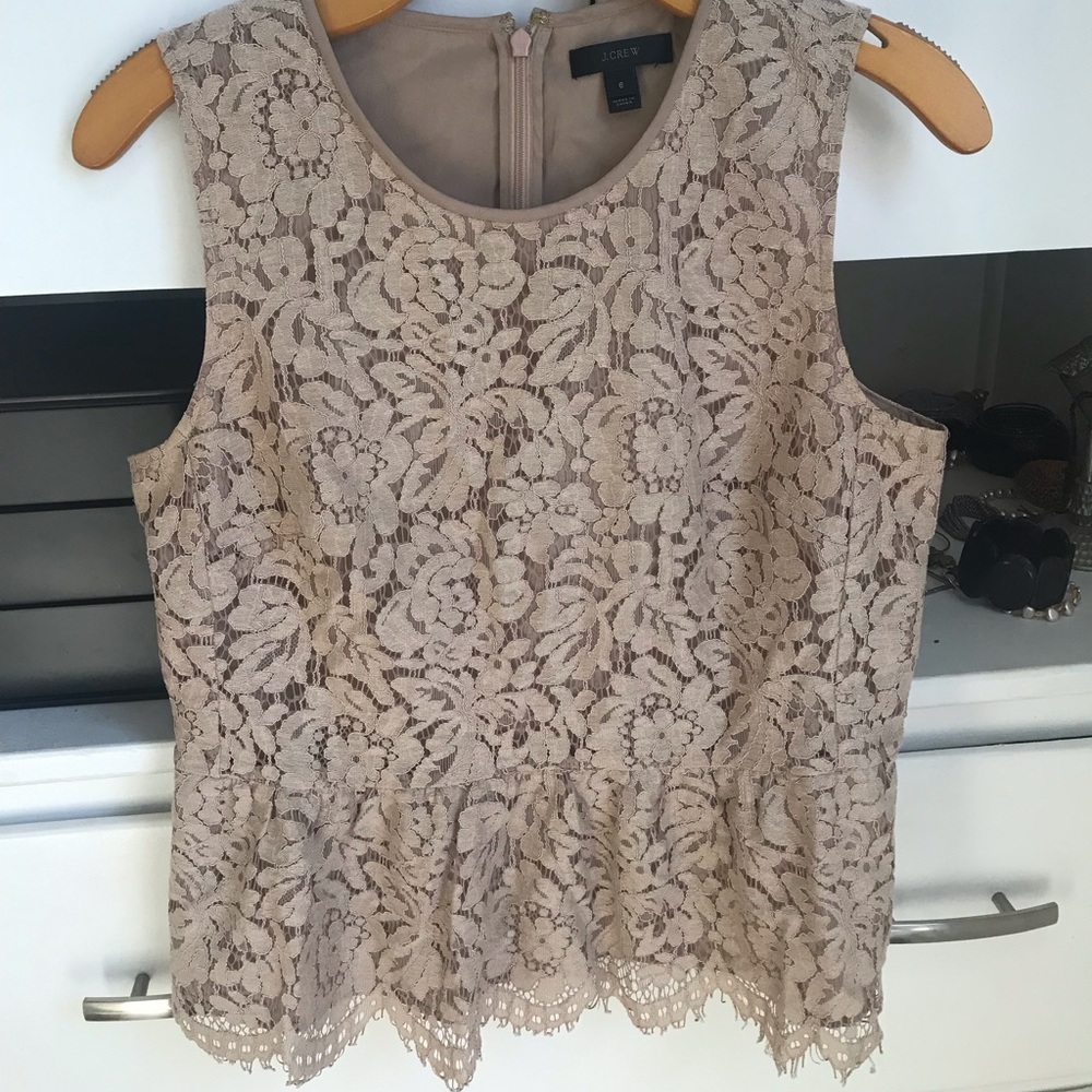 J. Crew Tan Lace Top